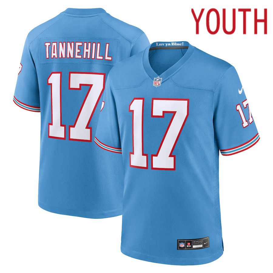 Youth Tennessee Titans #17 Ryan Tannehill Nike Light Blue Oilers Throwback Player Game NFL Jersey->women nfl jersey->Women Jersey